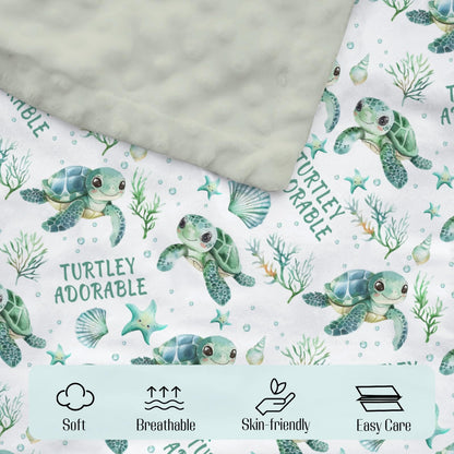 EyMzcod Mink Baby Boy Girl Blankets Under the Sea Turtle Animal, Ocean Creature Marine Life Double Layer Dotted Backing Receiving Swaddle, Newborn Infant Toddler Nursery Crib Bedding Shower Gift 30x40