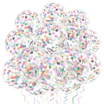 Rainbow Confetti Balloons, 25 Pcs 12 Inch Thickened Clear Latex Balloon with Confetti Inside for Birthday Party Baby Shower Graduation Engagement Bridal Shower Decorations Supplies (Paper Confetti)