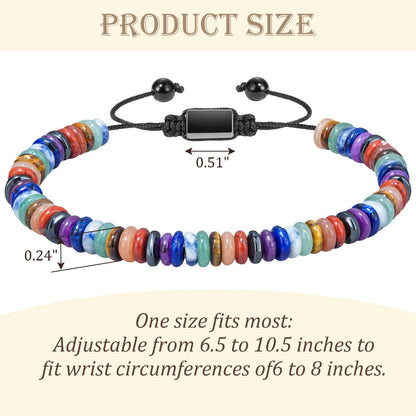 HXNIBATSAR Boho Style Natural Stone Beaded Bracelets for Men Women, Adjustable Healing Crystal Bracelets for Anxiety Relief, Unique Gifts for Him Her (Rainbow Aura)