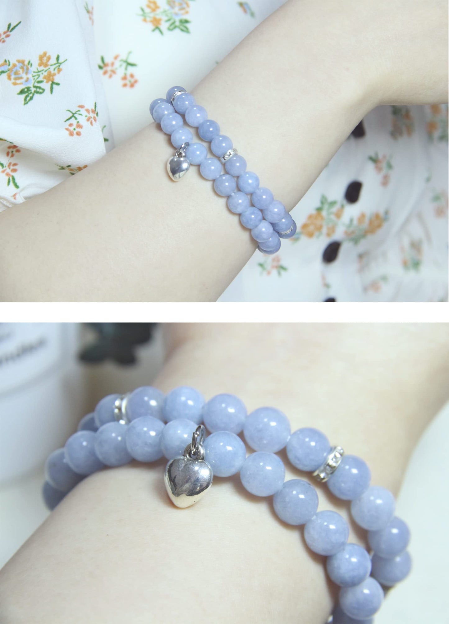 GDLKPYHS Healing Bracelets for Women - Aquamarine Bracelet - Healing Prayers Crystal Bracelet, 8mm Natural Stone Stress Relief Yoga Beads Get Well Soon Gifts