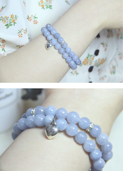 GDLKPYHS Healing Bracelets for Women - Aquamarine Bracelet - Healing Prayers Crystal Bracelet, 8mm Natural Stone Stress Relief Yoga Beads Get Well Soon Gifts