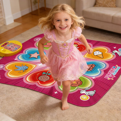 PLAMILOY Dance Mat for Kids, Light-up Rhythm Step Game Mat, Electronic Music Game Pad with LED Lights, Built-in Music, 5 Challenge Levels, Adjustable Volume, Ideal Gift for Girls Boys Ages 3-12