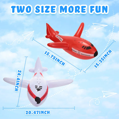 Lewtemi 12 Pieces Inflatable Airplanes Party Decoration Red White Blue Aircraft Inflates Plane for Independence Day Birthday Shower Party Supplies 24.5 and 15.75 Inch