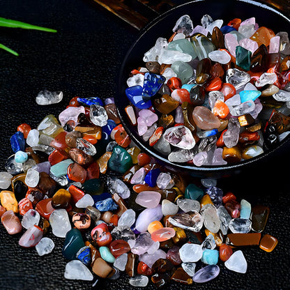 500 pcs Natural Chip Stone Beads, Hot Multicolor 5-8 mm Irregular Gemstones Healing Crystal Loose Rocks Bead Hole Drilled for Jewelry Making Bracelet