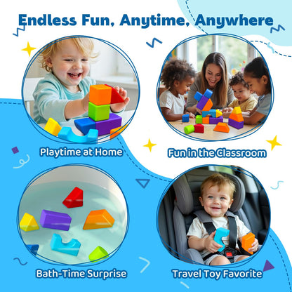Pairez Toys Magnetic Blocks, Large 1.65 inch Magnetic Cubes for Kids, 3D Multi-Shape Building Blocks, Preschool Educational Building Kit, Montessori Sensory Toys for Toddlers 3-5 (19pcs)