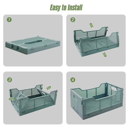 Vivikivi 2-Pack Foldable Crates, Plastic Storage Baskets Crate for Organizing, Collapsible Storage Crates for Home Kitchen Classroom Office Bedroom Bathroom (15.75"x11.81"x6.1", Blue)
