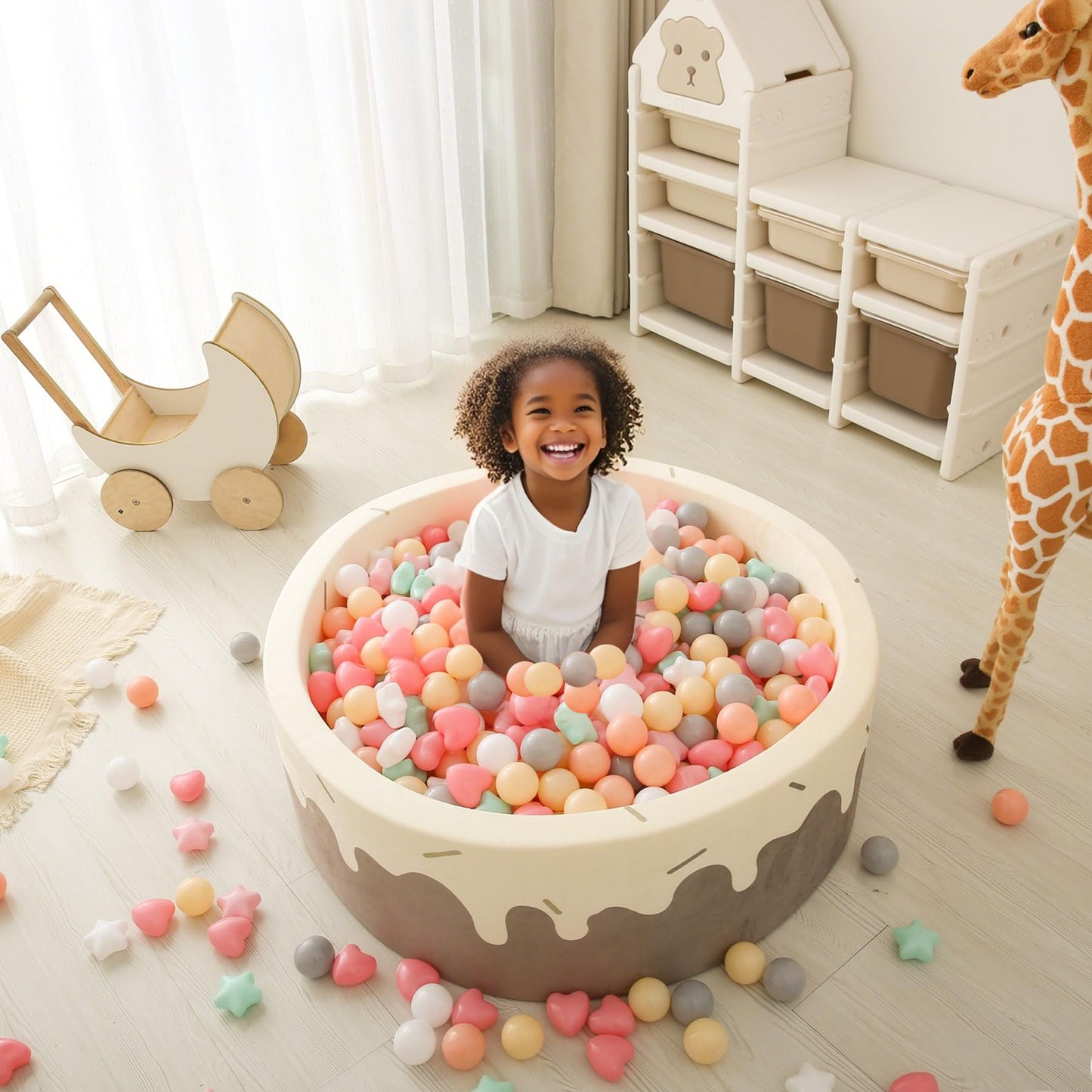 GOGOSO Ball Pit Balls,Plastics Balls for Ball Pit, Stars Hearts Shape for PastelBall for Toddlers Kids，6 Mix Colors, 1000pcs