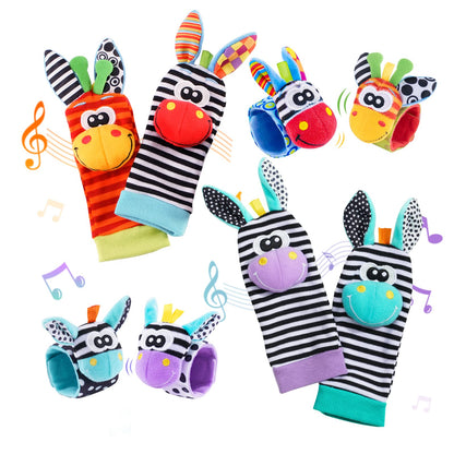 Baby Rattle Socks Set, Hand and Foot Finder Rattles Toys for Babies 0-6 Months, Infant Shower Gifts Set with Wrist Rattle Socks, Newborn Sensory Toy for Boys Girls 0-12 Months