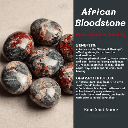 Loveliome Natural Africa Bloodstone Oval Polished Worry Stones, Healing Crystal Indoor Fountain Stones Massage Energy Anxiety Relief Items