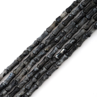 5x12mm Natural Black Labradorite Stone Bamboo Shape Gem Healing Energy Loose Spacer Beads for DIY Necklace Bracelet Earring
