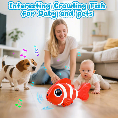 Crawling Fish Baby Toys, Novelty Tummy Time Toys for Babies 6-12 Months, Magic Swinging Fish Crawling Toys for Infant Toddler Learning Crawl Walking Dancing Goodie Bag Stuffers 1st Birthday Gift