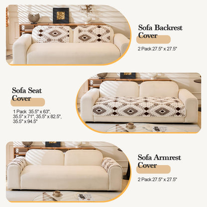 WEYOND Pet-Friendly Couch Covers for Sofa, Soft Plush Washable Sofa Covers for Dogs, Non-Slip Furniture Protector (Seat Cover, Coffee, 35.5" x 63")