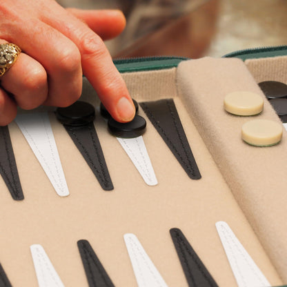 Yellow Mountain Imports Travel Size Backgammon Mini Game Set, Izmir - Magnetic Checkers and 9-inch Board in Sleek Leatherette Case - Classic Strategy Board Game