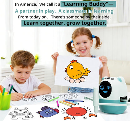 Drawing Robot for Kids with 150 Cards& 12 Color Pens，Montessori Drawing Learning Toys,Interactive Educational Robot Drawing Machine for 3 4 5 6 7 8 Year Old Boys Girls Christmas Birthday Party Present