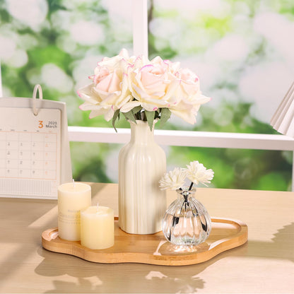 BIEOFFEI Wood Decorative Serving Tray for Candles Perfume, Cloud Jewelry Tray Trinket Dish, Wooden Trays for Coffee Table Home Decor