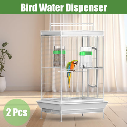 CLPOAWC Bird Water Dispenser, Bird Cage Feeder, Parakeet Cage Accessories, 2 Pcs Automatic Bird Water Feeder for Budgies Cockatiel Lovebird Canary Finch, clear
