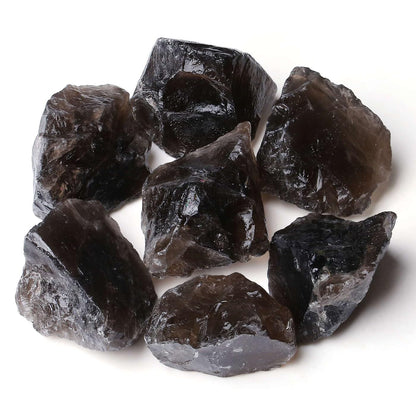 LAIDANLA 2" Smoky Quartz Natural Rough Stones Crystal Large Raw Crystals Bulk Healing Cuarzo Gemstones for Reiki Healing Tumbling Fountain Rocks Wire Wrapping Decoration 4PCS 0.5lb