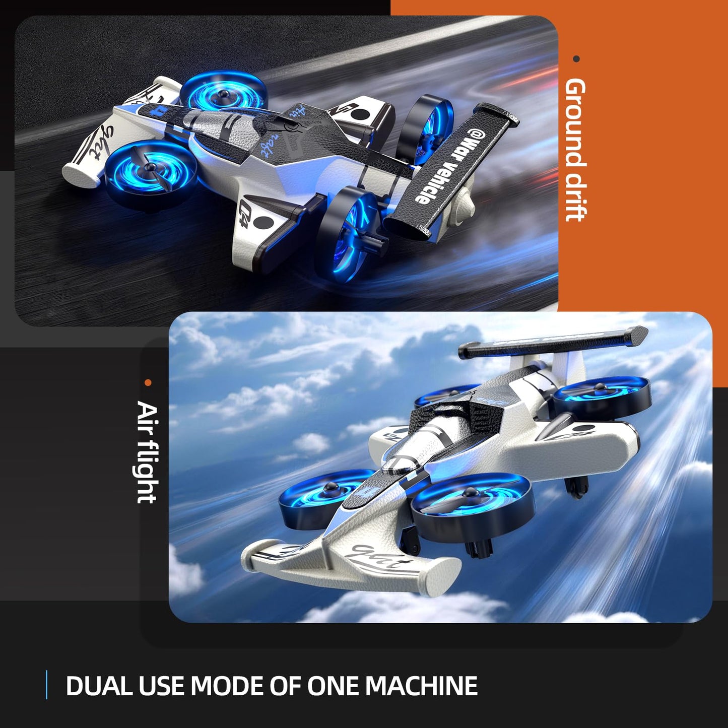 Xelabrion Remote Control Airplane Car Toys for Kids Ages 4-6-8-10-12, 2-in-1 Foam RC Plane Car Jet Mini Drone, Racing Car Stunt Plane Toys for Kids Boys Beginners 4 5 6 7 8 9 Year Indoor Outdoor Play
