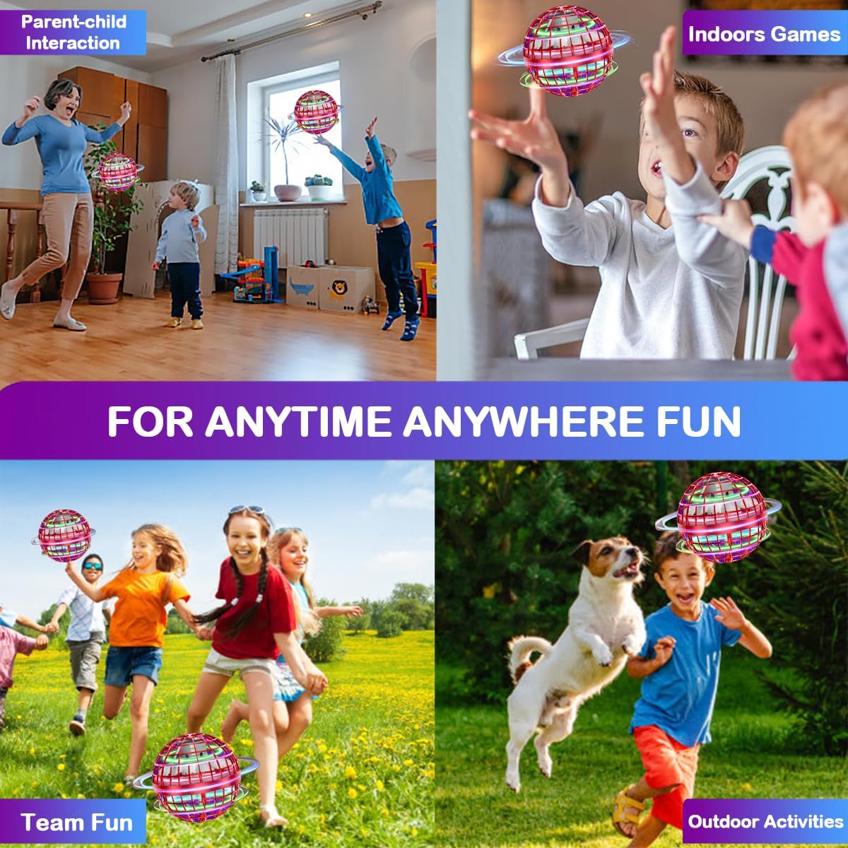 SUMMERLANGUAGE Flying Orb Ball Toy - 2026 Upgraded Magic Flying Orb Toy with LED Light 360°Rotating, Boomerang Flying Toys Indoor Outdoor Fun Games, for 6 7 8 9 10 12+ Year Old Kids Boys Girls Adults