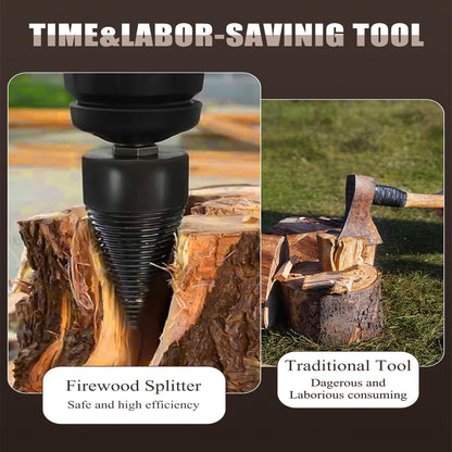 6 Pcs Wood Splitter Drill Bits Set, 42mm+32mm Firewood Log Splitter Cone Bit, Heavy Duty Electric Drill Screw Driver Removable, Kindling Detachable Design Wood Splitting Wedge Tool