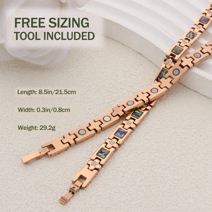 MagEnergy Magnetic Bracelet for Women, Titanium Steel Strength Magnetic Bracelet with Sizing Tool, Adjustable Jewelry Gifts (Rose Gold)