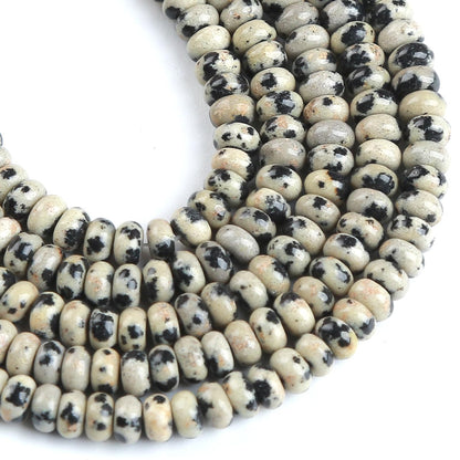 150PCS 2x4mm Natural Dalmation Jasper Rondelle Beads Abacus Disk Stone Beads Round Loose Spacer Gemstone Beads for DIY Bracelet Necklace Jewelry Making