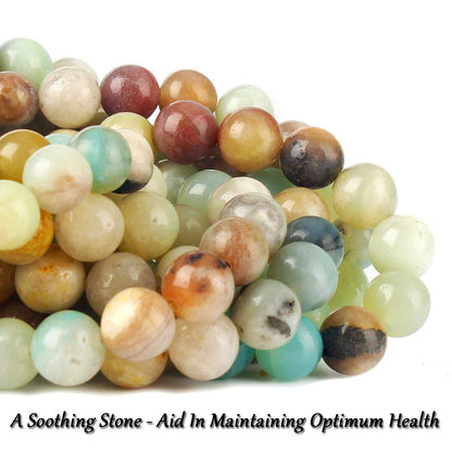 70PCS Natural 8MM Healing Gemstone, Amazonite Energy Stone Round Loose Beads, Semi-Precious Crystal Beads with Free Elastic String for Jewelry Making DIY