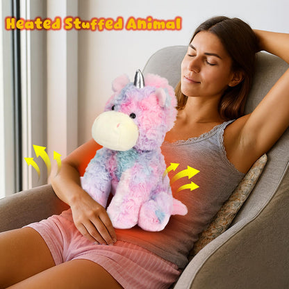 Easfan Weighted Stuffed Animals, Heated & Coolable Weighted Plush Toy for Period Cramps & Pain Relief, Microwavable Lavender Scented Toys Cute Soft Plushies, Unicorn Gifts for Adults & Kids,12 inch