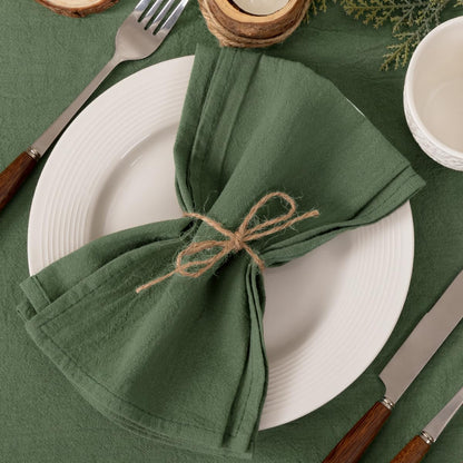 Socomi Cloth Napkins Green Fall Thanksgiving Washable Reusable Bulk Linen Cotton Napkins Set of 4 17"x17" for Wedding Party Bridal Baby Shower Birthday Dining Table Decorations