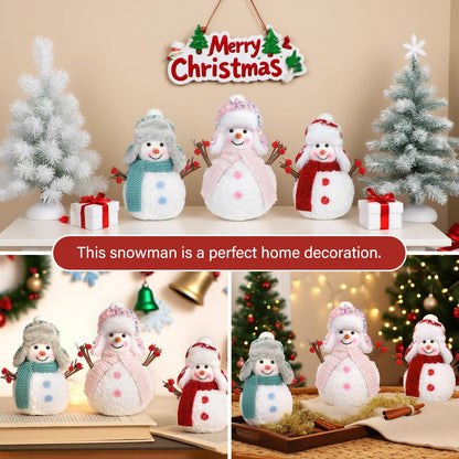 Yonsya Set of 3 Christmas Snowmen Plush Decorations, Xmas Farmhouse Tiered Tray Tree Christmas Decor Collectible Figurines - Home Tabletop Elf Ornaments (3, Snowmen)