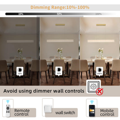 BESTWEST Modern 47.2inch Rectangle Crystal Chandelier, Dimmable Led Crystal Pendant Lighting for Dining Room Kitchen Island, Linear Chandelier Hanging Light Over Table