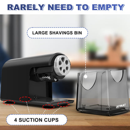AFMAT Electric Pencil Sharpener for Classroom, 6 Holes, Heavy Duty Pencil Sharpeners for Home, Pencil Sharpener Plug in for 6-11mm Pencils, Auto Stop, Super Fast, Save Pencils, PSX2
