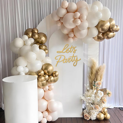 MASTRON Let's Party Sign for Backdrop - 'Let's Party' Sign Decal for Balloon Arch Birthday Graduation Wedding Bachelorette Christmas Celebrate Decorations (Gold)