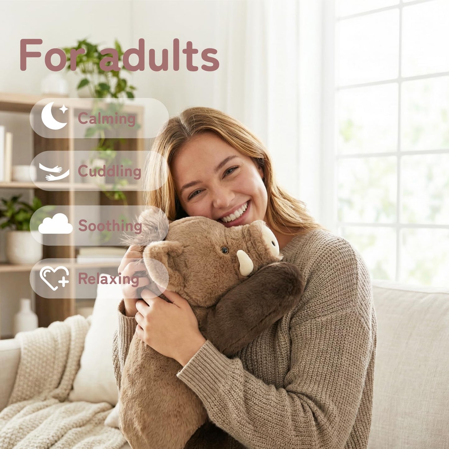 Niuniu Daddy Weighted Wild Boar Stuffed Animal for Kids & Adults, 20 Inch 3.3lb Large Plush Toy with Soft Fur, Weighted Plushies Pillow for Sensory Calm, Huggable Gift for Everyday Comfort