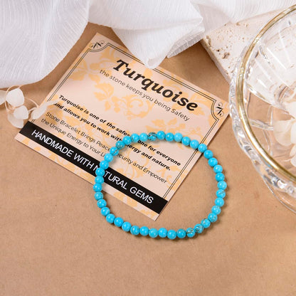 MASSIVE BEADS Turquoise - Safety - Handmade Handmade Yoga Stretch Elastic Bracelet Natural Stone Crystal Healing Power Energy Gifts for Unisex Adult 4mm