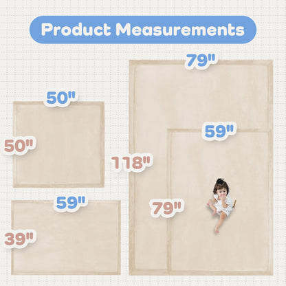 1.5" Thick Baby Play Mat for Floor Tummy Time, 50"x 50" Pro Soft Baby Activity Playmats Playroom, Easy Care with Non-Slip Safe for Infant Toddler Kids Crawling(Beige)