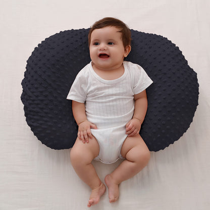Baby Nursing Pillow and Body Positioner with Premium Slipcover for Breastfeeding for Baby Boys and Girls, Feeding Pillow with Breathable Comfortable Pillowcase (Black)