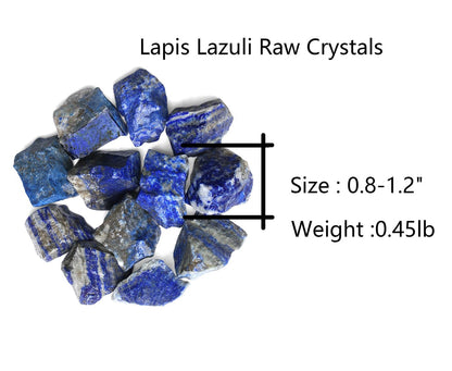 QINJIEJIE Lapis Lazuli Raw Crystals Natural Rough Stones Bulk Large 0.8-1.2" Rocks Reiki Gemstones Fountain Rocks for Tumbling Cabbing Polishing Wire Wrapping Wicca Decoration 0.45 lbs