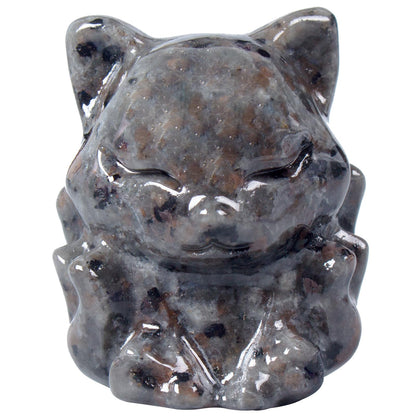 QLRSUXN Flame Stone Nine Tailed Fox Decor,2 Inch Healing Crystals Fox Statue，Lucky Guardian Pocket Fox Figurines as Women’s Gifts，Fox Figurine for Office Home Decor and Ornament.