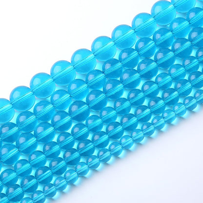 36pcs 10mm Topaz Blue Crystal Glass Beads Round Loose Spacer Beads for Jewelry Making DIY Bracelet Necklace(Blue Crystal Glass, 10mm)