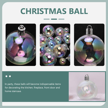 Iridescent Ornament Balls, DIY Plastic Multisize Clear Ornaments Iridescent Christmas Ball, Clear Baubles for Xmas Tree Halloween Window Home Holiday Party Wedding Decor (18Pcs)
