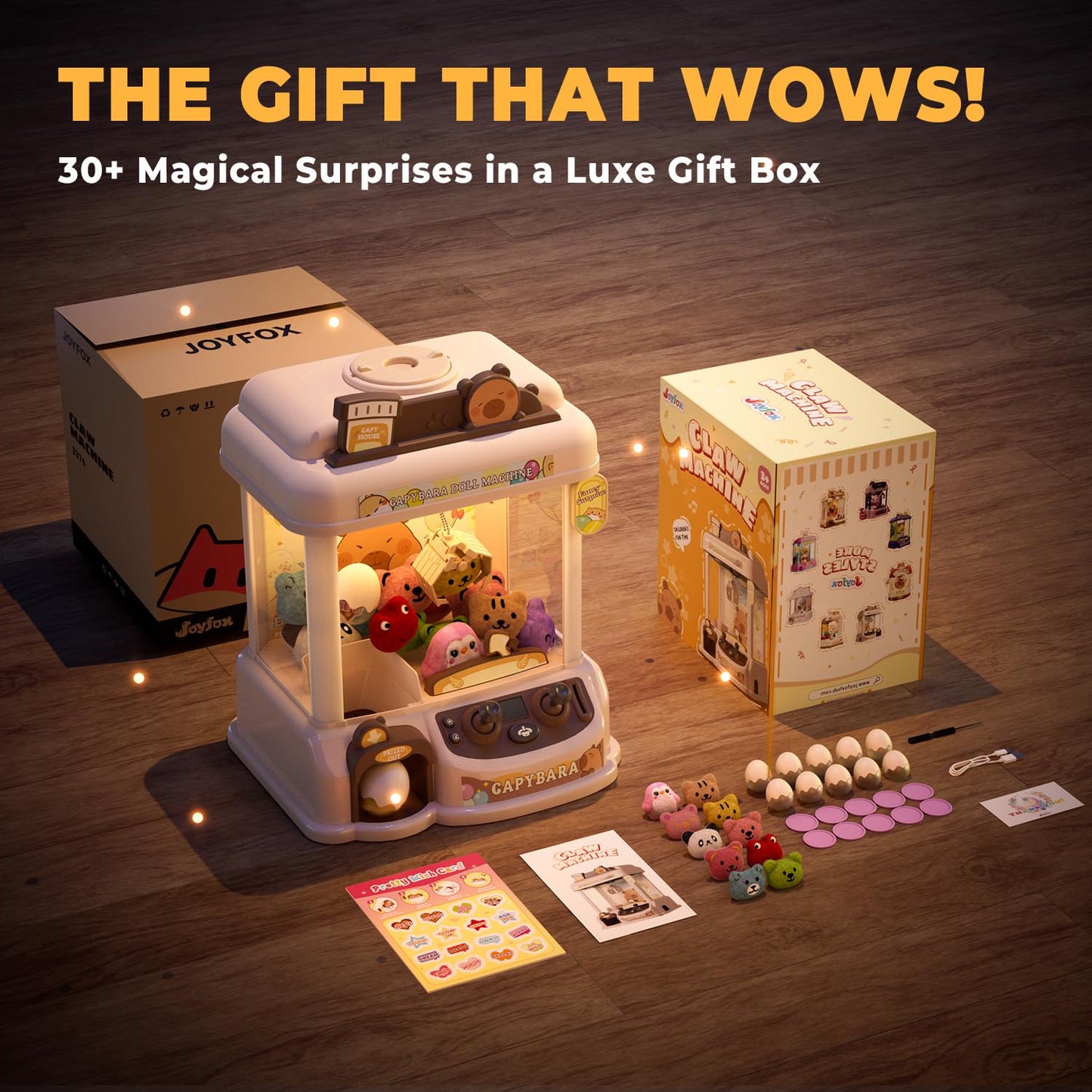 Claw Machine for Kids, Capybara Mini Machine for Age 3+, Toy Claw Machines with Plush and Squishy Prizes for Girls, Candy Grabber Dispenser Toy for Boys, Birthday Gifts for Kids Age 3 4 5 6 7 8