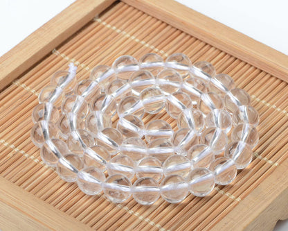 Bymitel 90 pcs Natural Genuine Real Round Loose Stone Beads Gemstone Spacers for Charm DIY Jewelry Making 15.5" per Strand 4mm (Clear Quartz Crystals, 4mm)