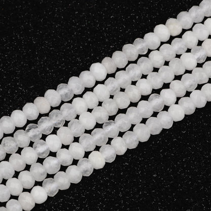 2 String 220PCS 3x5mm Natural White Jade Stone Beads for Jewelry Making, Songxi Facted Loose Gemstone Beads for DIY Bracelet Necklace Making Supplies with Energy Healing Chakra Power
