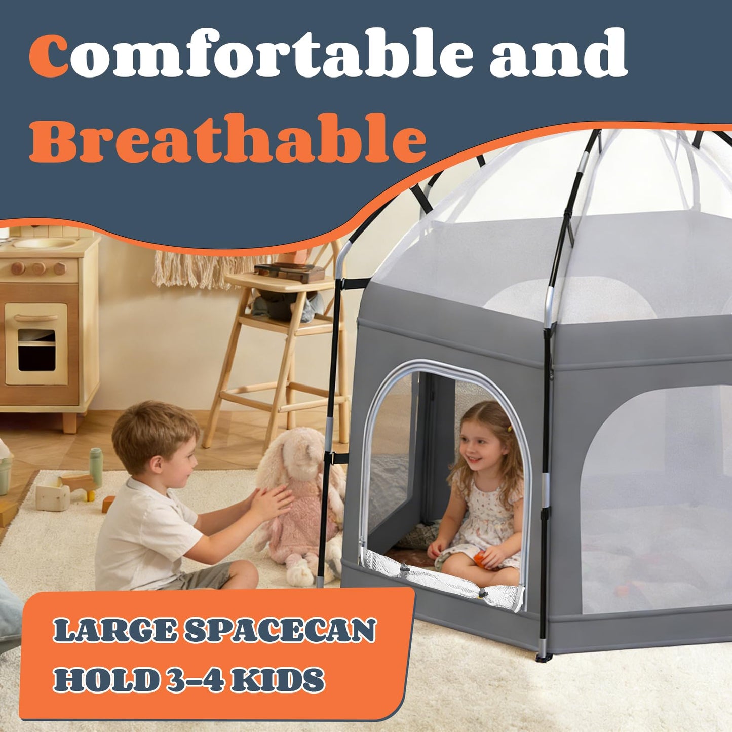 Baby Playpen with Canopy, Portable Outdoor & Indoor Baby Beach Tent for Babies and Toddlers, Foldable Play Yard with Mosquito Net, Travel Play Yard Includes Sand Stakes & Carry Bag