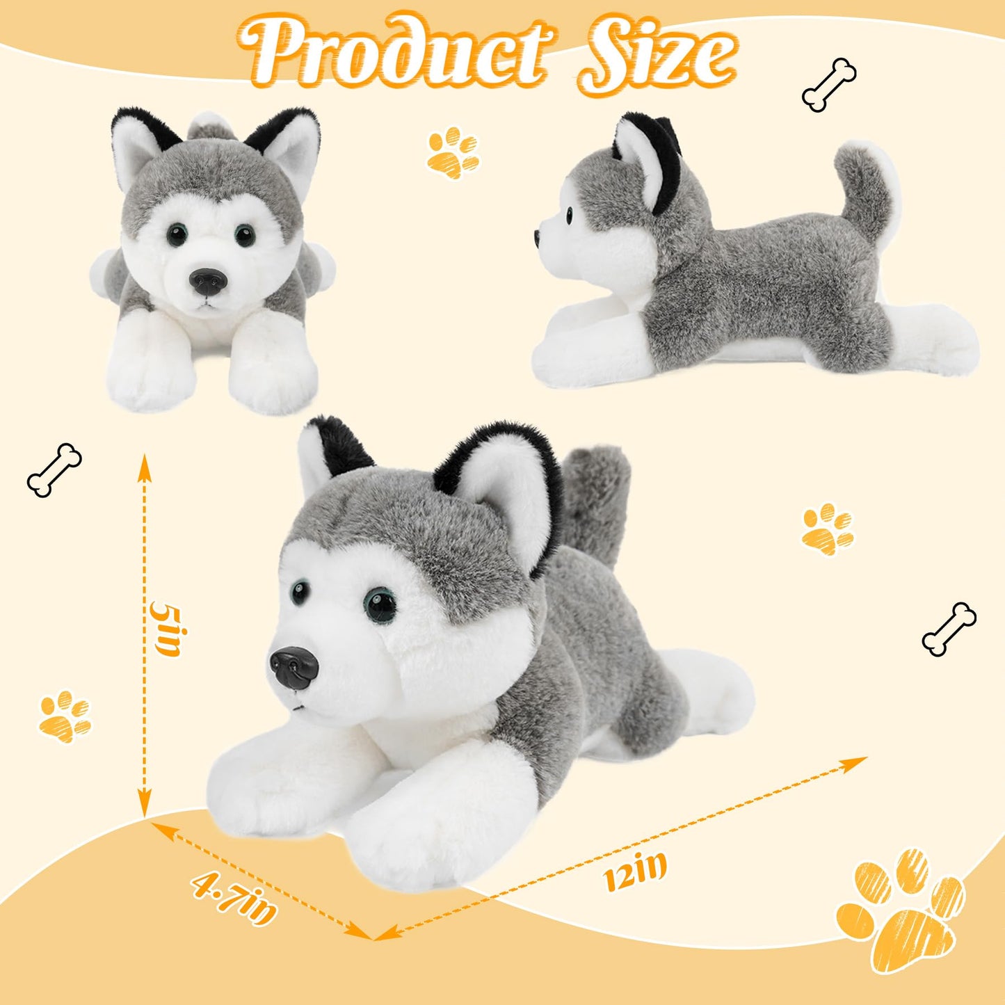 JUSTQUNSEEN Stuffed Animal Siberian Husky 12″ Plush Toy Super Soft Plush Puppy Dog Stuffed Comfort Plush for Kids Toddlers Preschool Boys Girls Birthday Gift Holiday Present Plushie