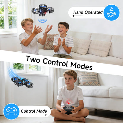 4DRC V18 Mini Drone for Kids Beginners, RC Quadcopter with 2 Control Modes, Headless Mode, Altitude Hold, Auto Hover, 3 Speeds, 3D Flips, LED Lights, 2 Batteries, Gift Toy for Boys