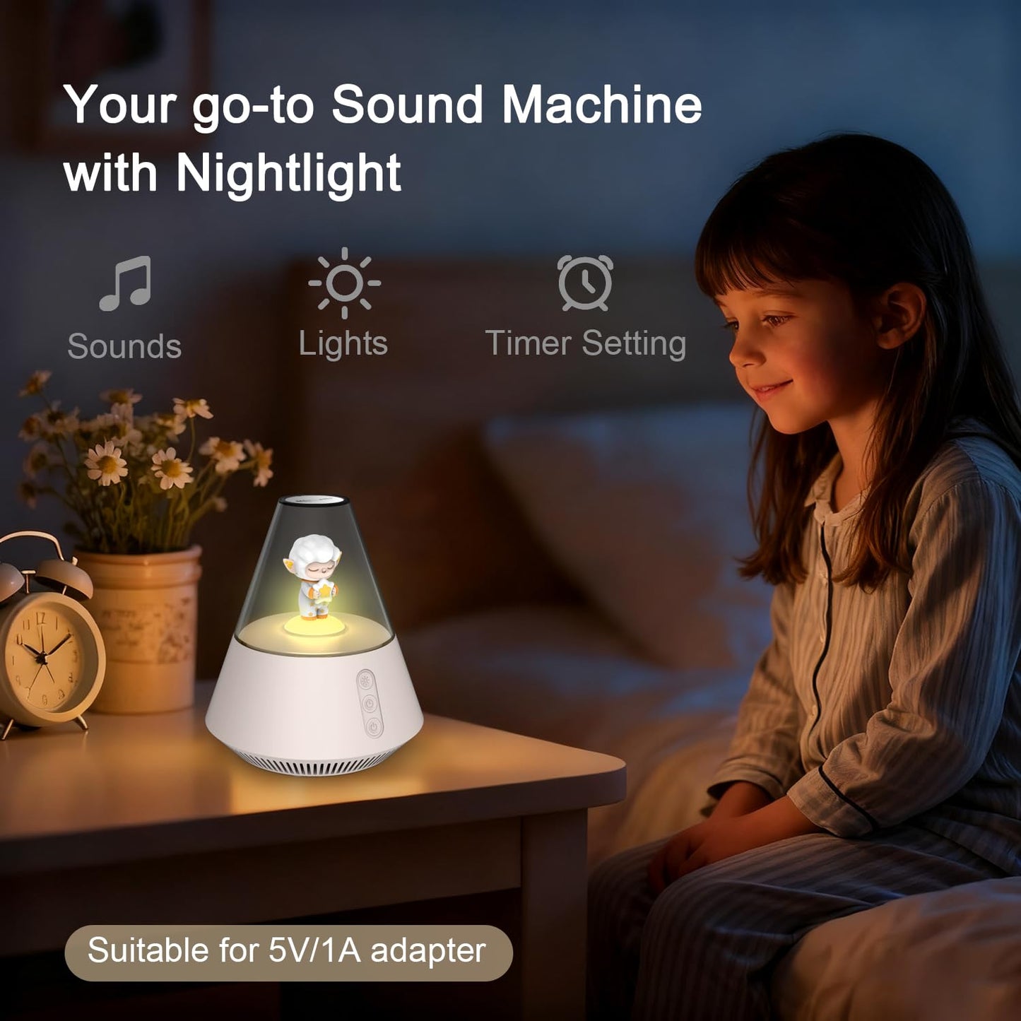 Baby & Kids Sound Machine with Night Light for Nursery, White Noise Machine for Baby Sleep, 30 Soothing Sounds, 31-Level Volume, 3 Brightness Levels, Timer, Sleep Aid for Babies, Toddlers and Kids
