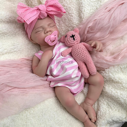 Oppaionaho Realistic 19 inch Pascale Girl Open Mouth Full Body Silicone Reborn Baby Dolls, Lifelike Sleeping Newborn Doll Anatomically Correct (Girl)