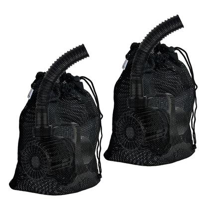 Large Pond Pump Filter Bags 2 Pcs 24" x 26", Drawstring Submersible Water Pump Barrier Bag, Black Mesh Media Bags, Pond Pump Covers for Aquarium, Swimming Pool, Outdoor Fountain.